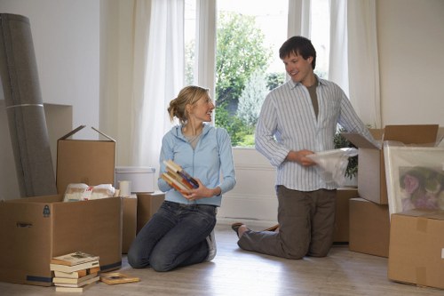 Comprehensive moving services with securely loaded removal truck