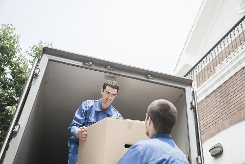 Professional moving team in action